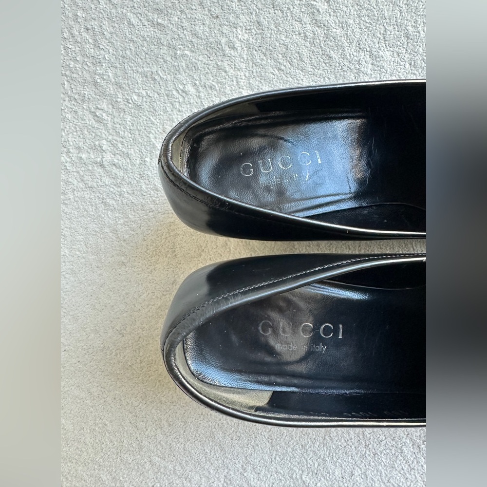Vintage Gucci Horsebit Loafer Chunky Heel Black Leather Womens 6.5 - Picture 6 of 12